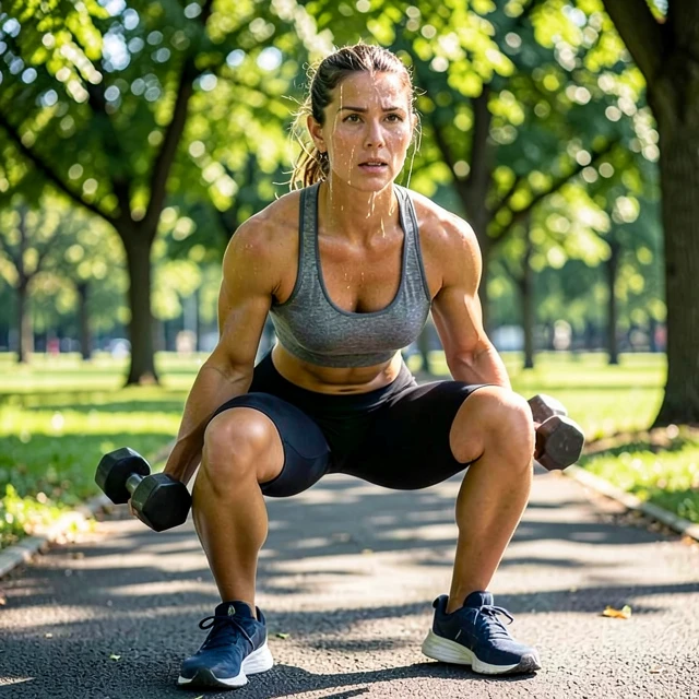 Woman doing HIIT workout for PCOS