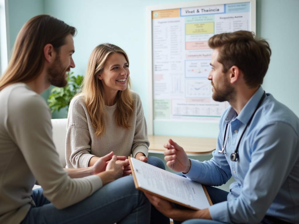 Couple consulting with a doctor about male infertility