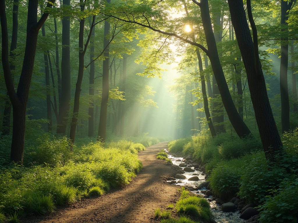 Peaceful forest path for relaxation