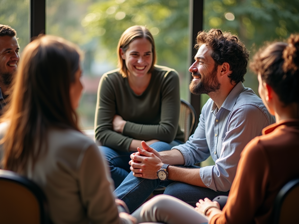 A support group meeting in progress