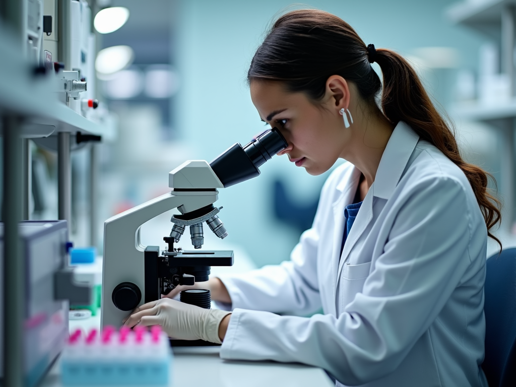 Lab technician examining sperm sample