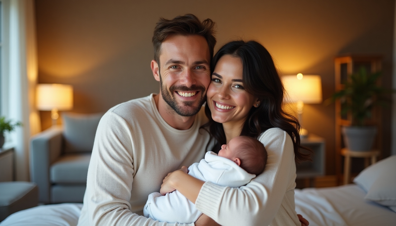 Family celebrating successful fertility treatment.