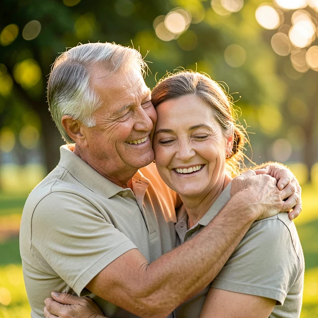 Couple celebrating positive fertility journey outcome