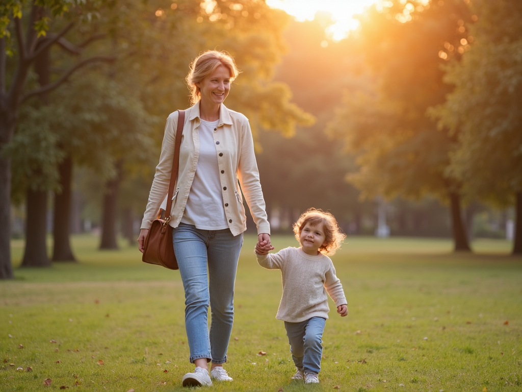 A mother and toddler walking together after successful fertility treatment.