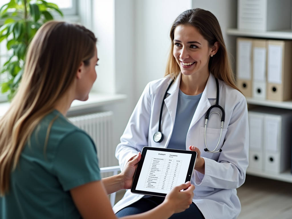 Fertility specialist explaining options to a couple