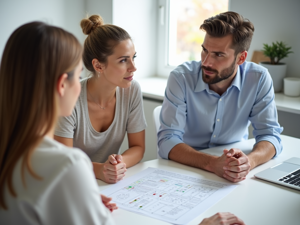 Couple consulting fertility specialist