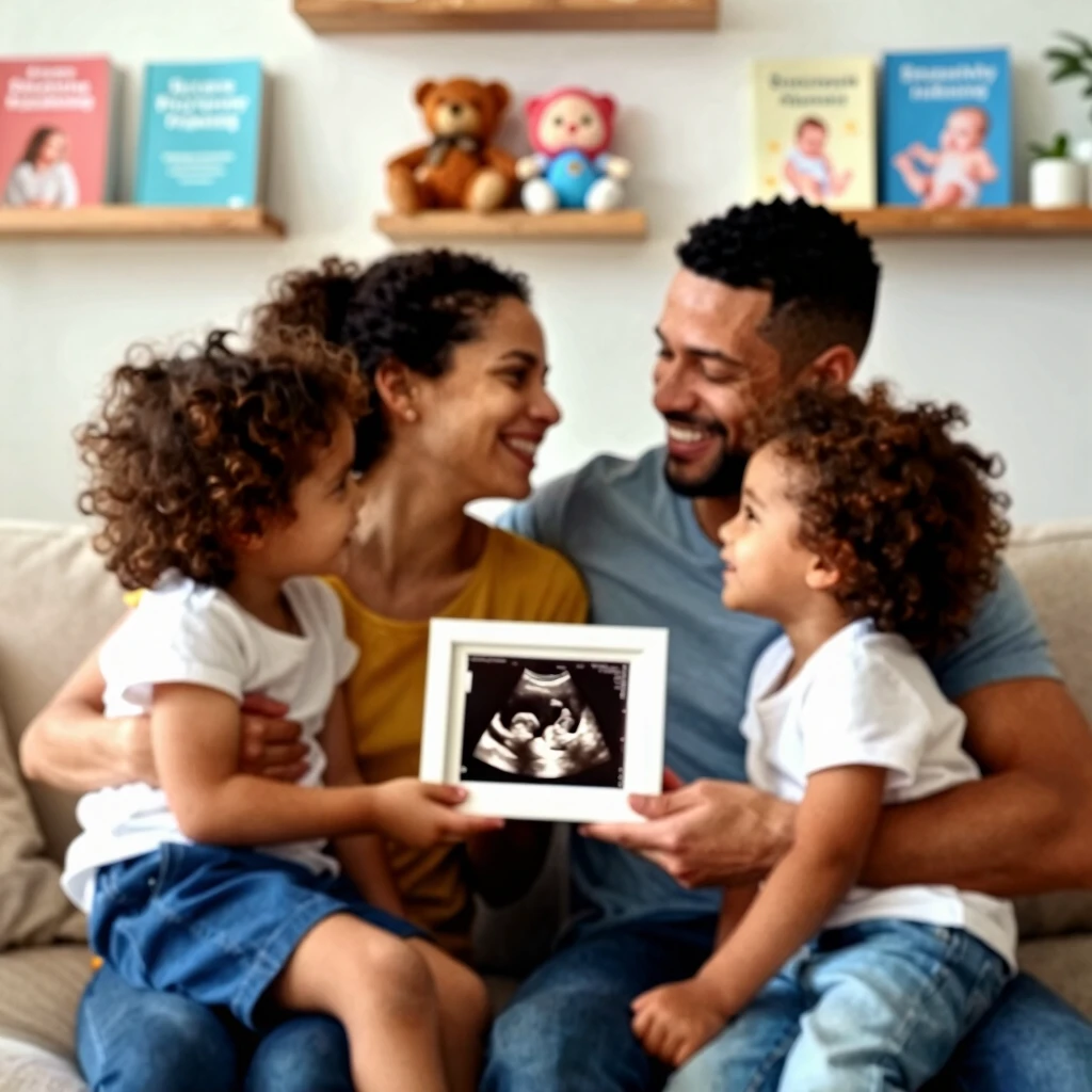 Family celebrating pregnancy success after fertility treatment