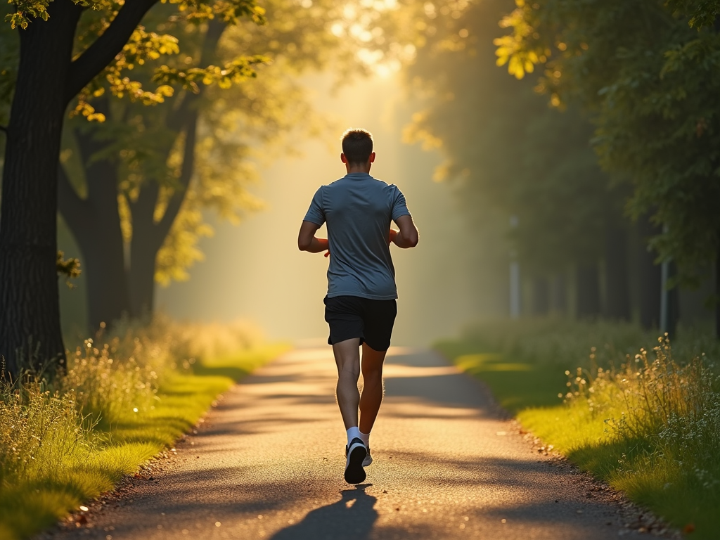 Person jogging on a nature trail