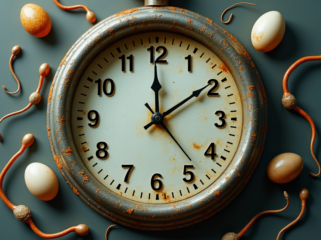 An artistic representation of the biological clock in relation to fertility.