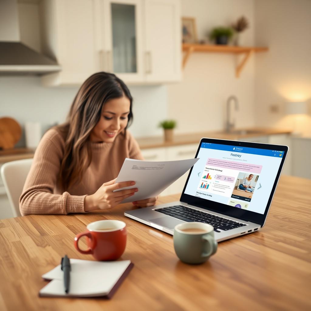 A couple reviews fertility treatment costs at their kitchen table, with a laptop and financial documents.