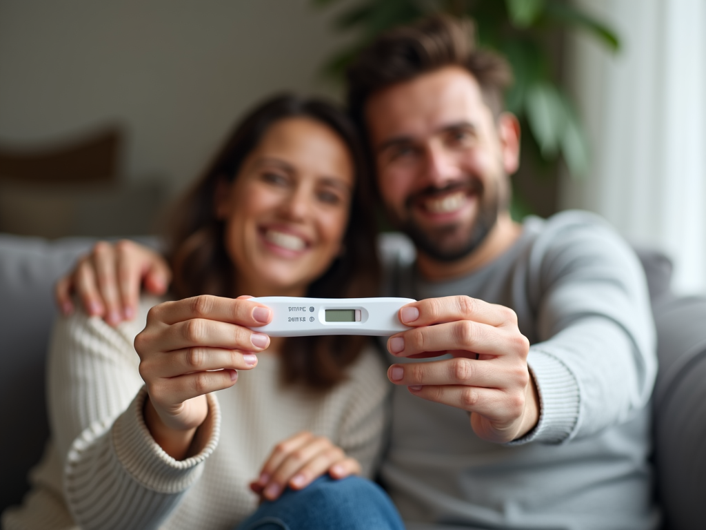Couple with positive pregnancy test