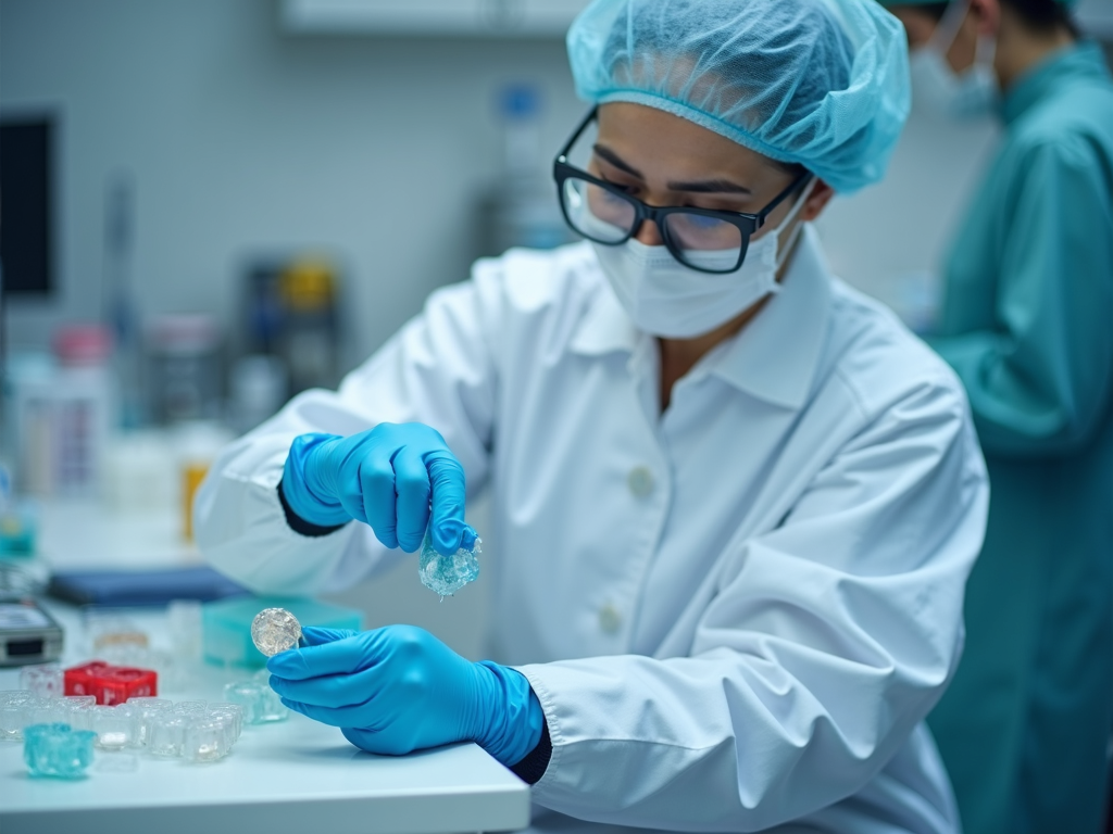 Technician handling frozen embryos