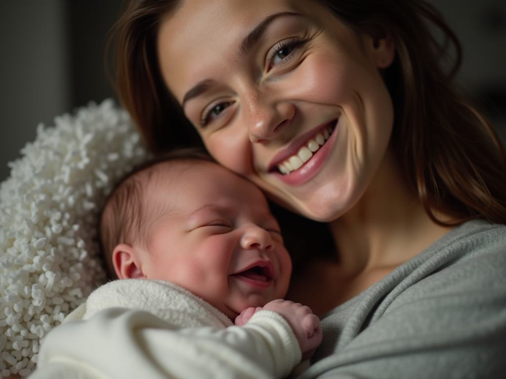 Parent holding newborn after fertility treatment