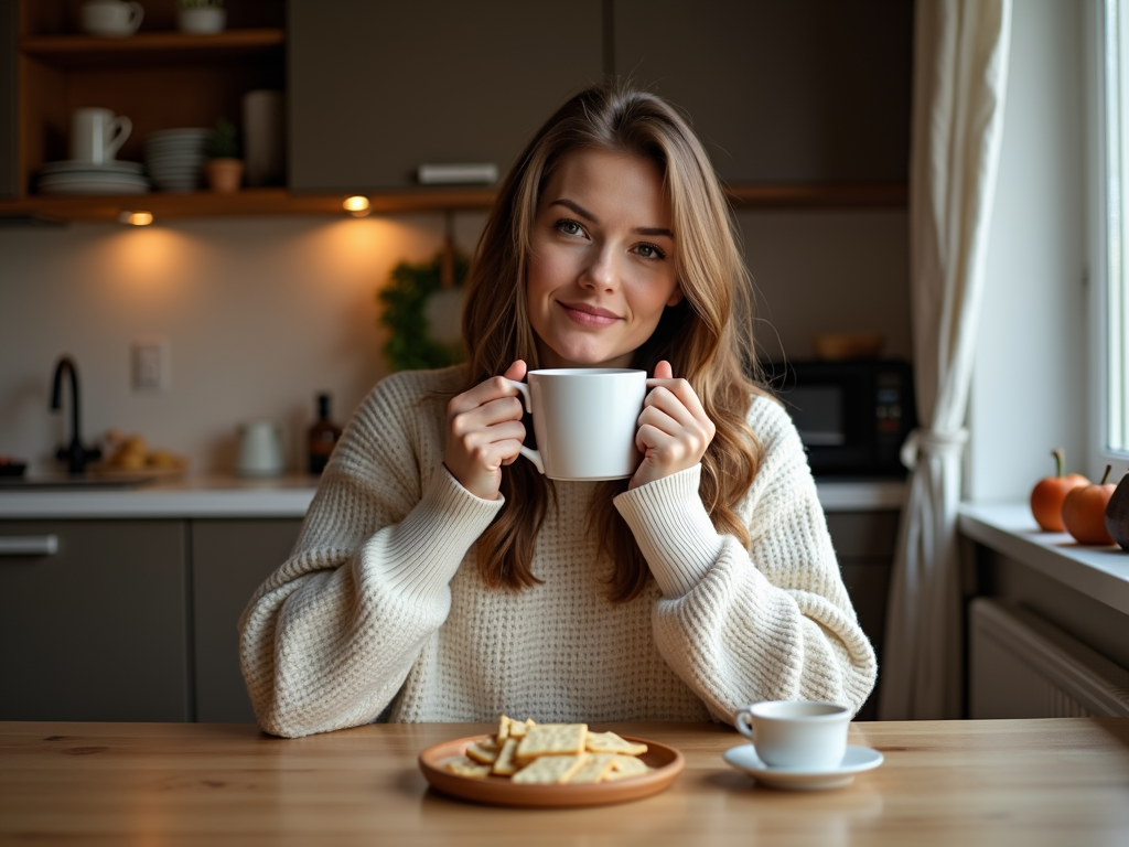 Woman sipping tea to ease nausea