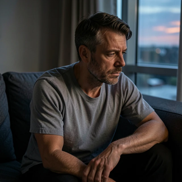 Man experiencing emotional distress from infertility