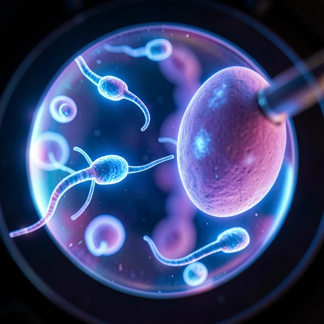 Healthy sperm approaching an egg