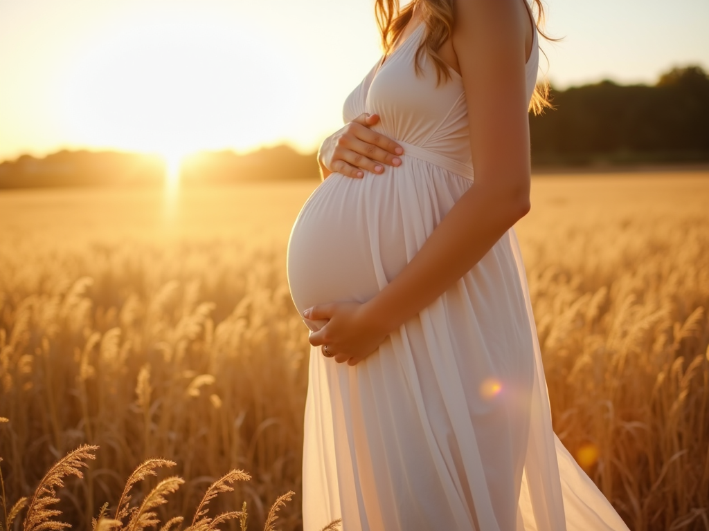 Pregnant woman in a field