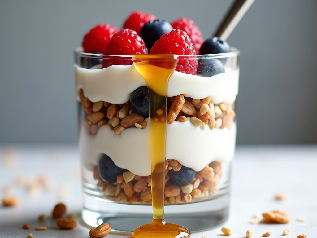 Yogurt parfait with nuts and berries