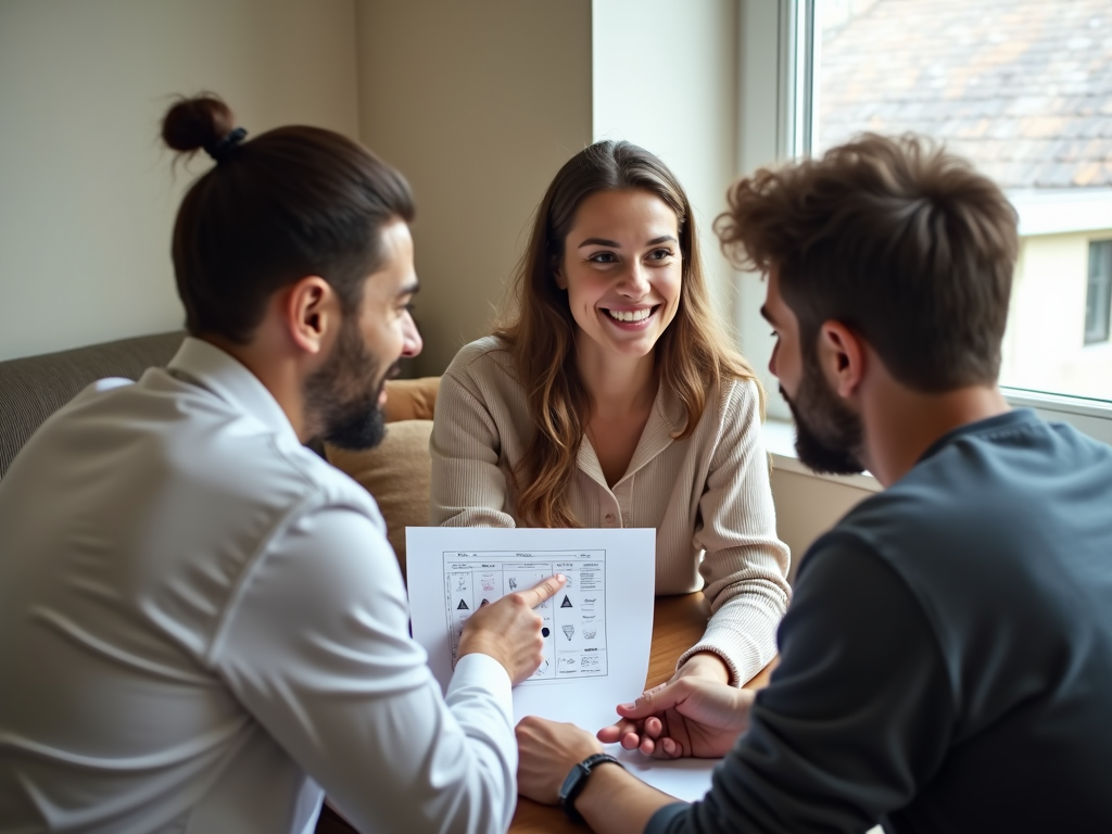 Couple consulting fertility specialist