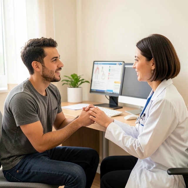 Young couple during a fertility consultation with a doctor