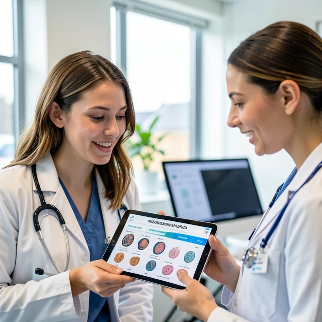 Doctor explaining embryo freezing success rates to a patient