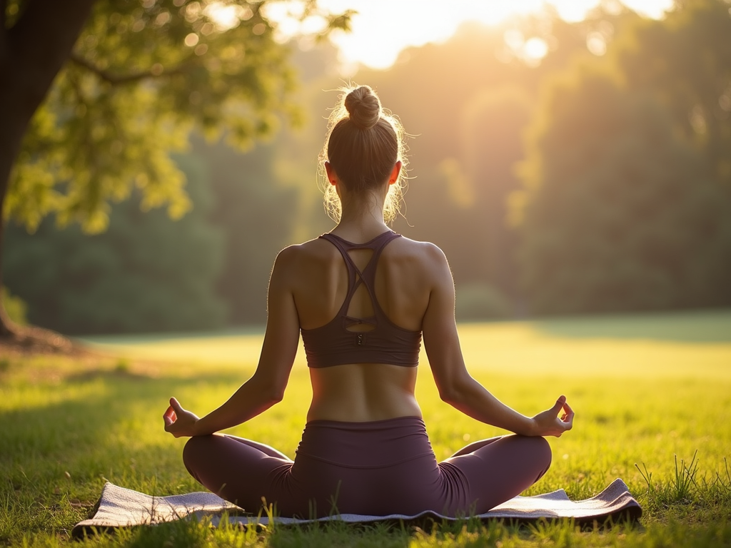A person doing yoga outdoors, embodying self-care and mental clarity.
