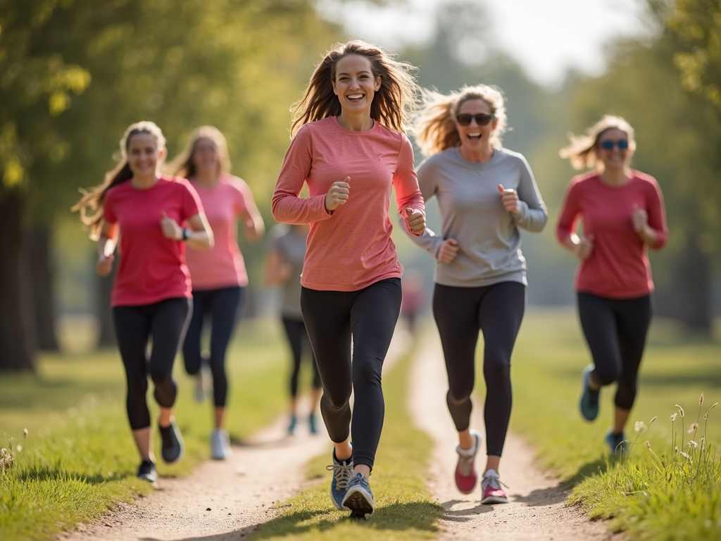 A diverse group of women participating in a cardio workout, showcasing fun and engagement in fitness.