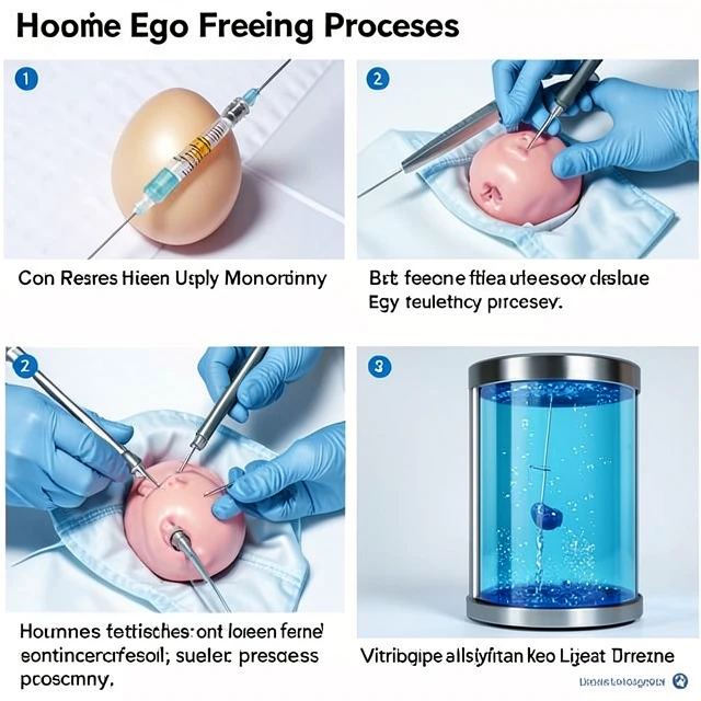 Step-by-step visual of the egg freezing medical process