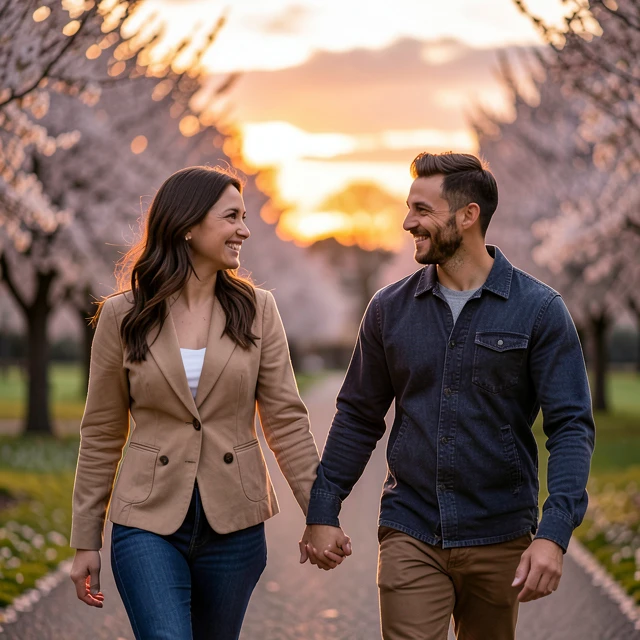 Couple walking together with hope after learning about IVF and support resources