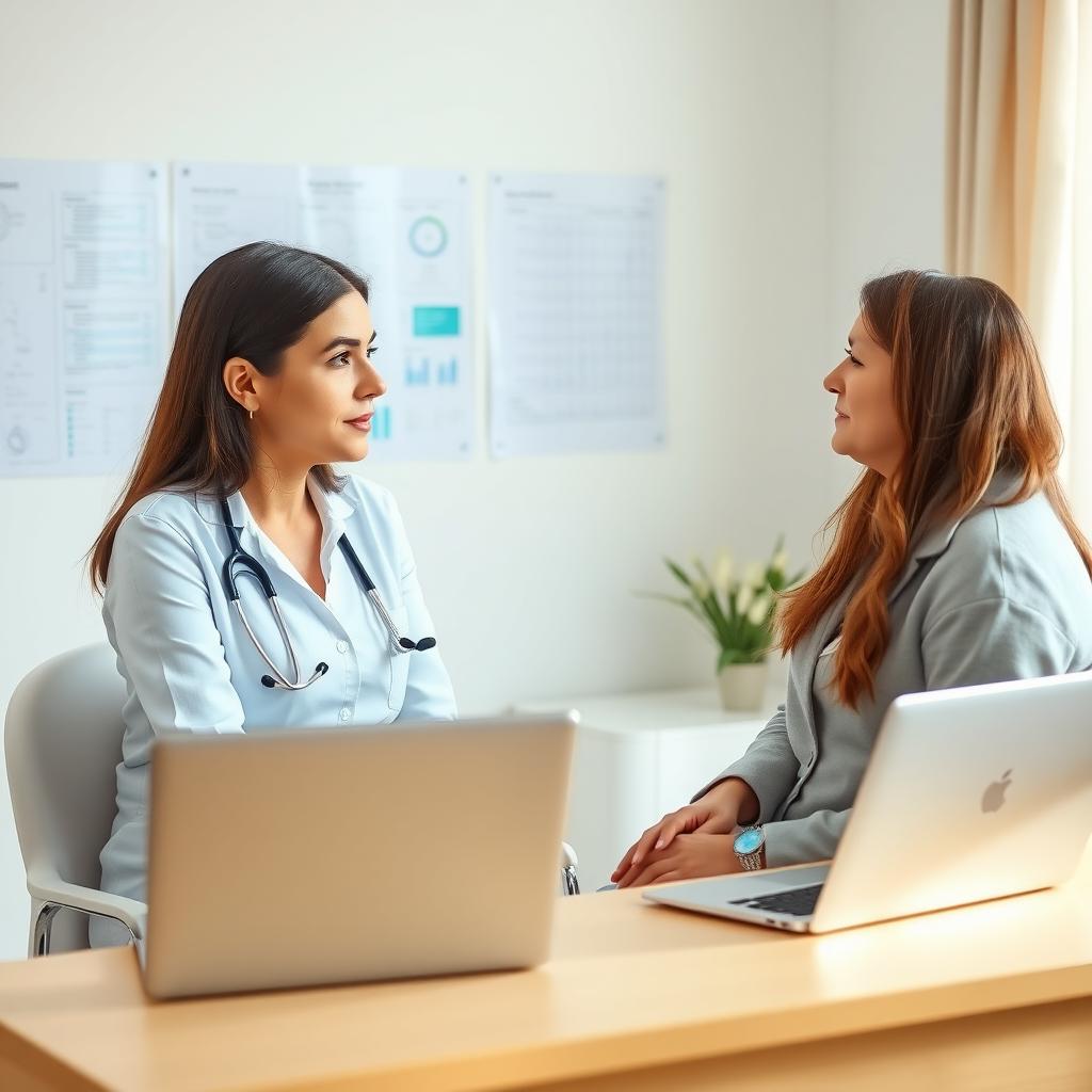 Woman consulting with a fertility specialist in a bright office