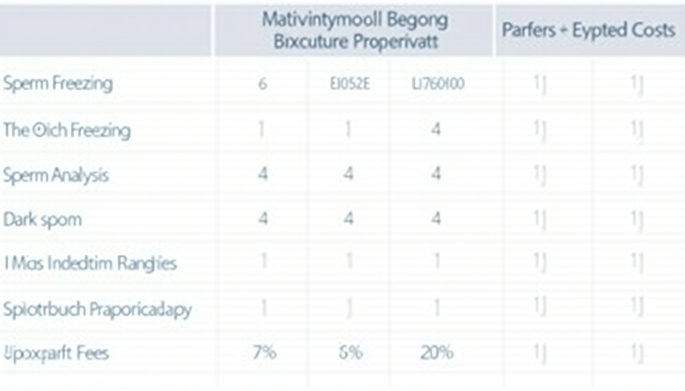 A tidy table showing the costs of fertility preservation services.
