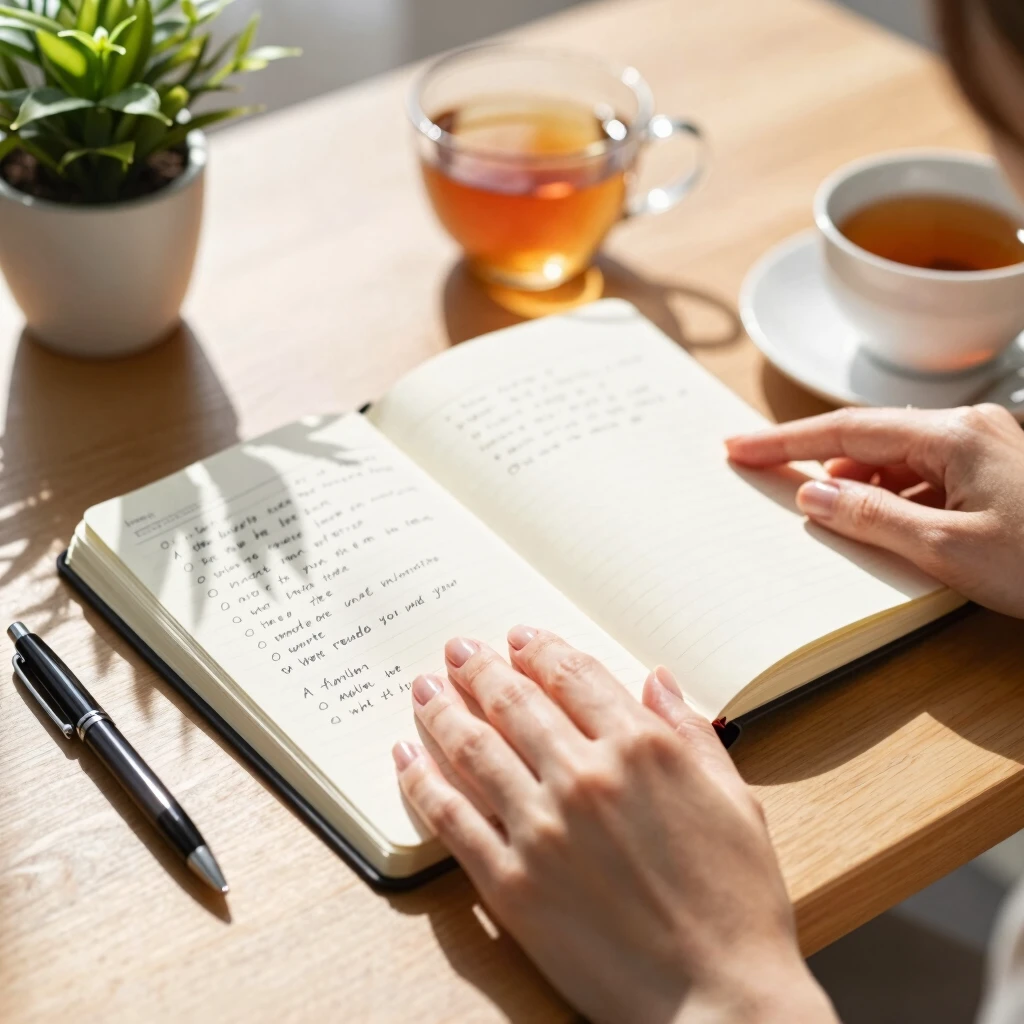 Hands journaling thoughts on coping with infertility emotions