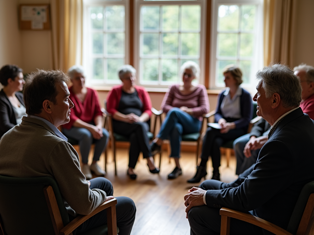 A support group meeting, providing a safe space for sharing and healing.