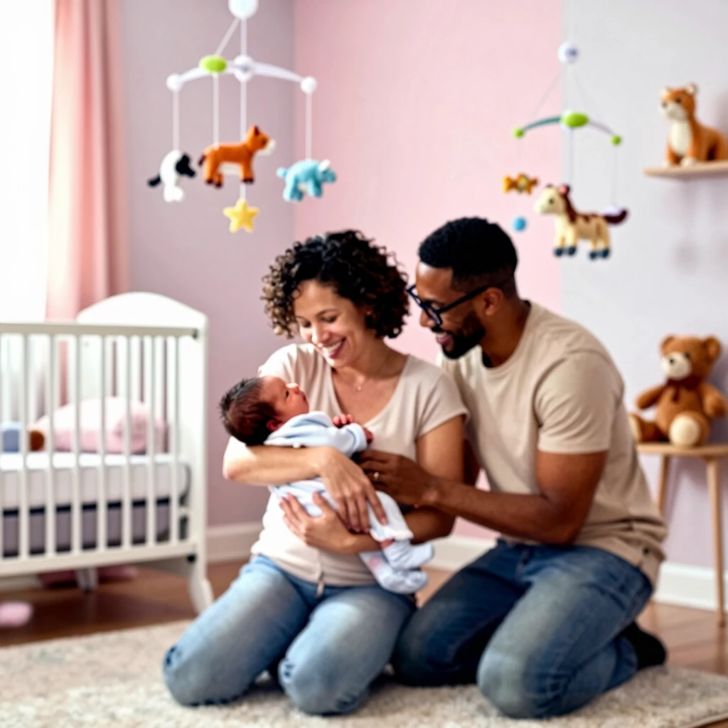 Happy family with newborn after successful IVF