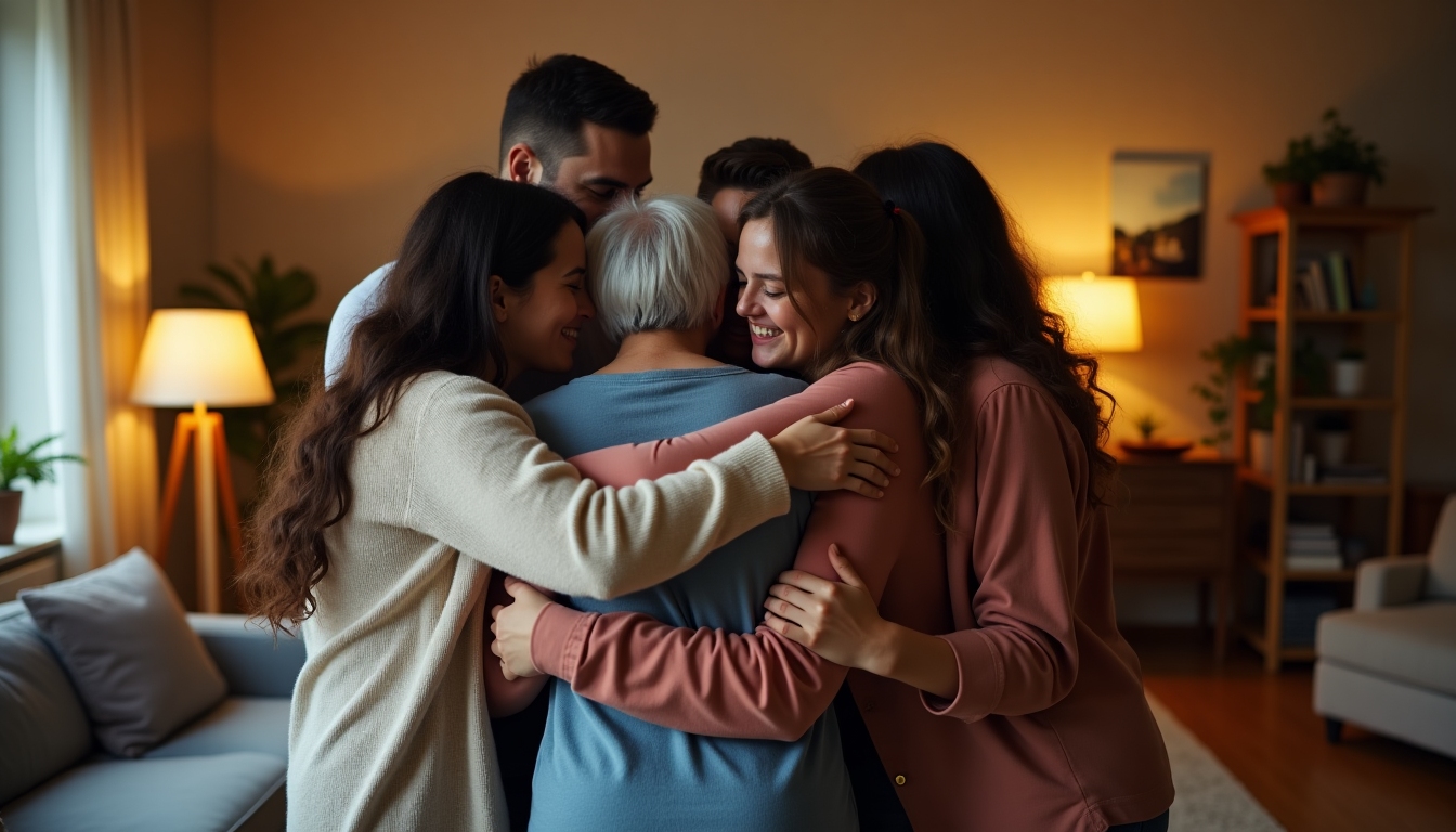 A support network surrounding an individual, illustrating the importance of community in fertility preservation.