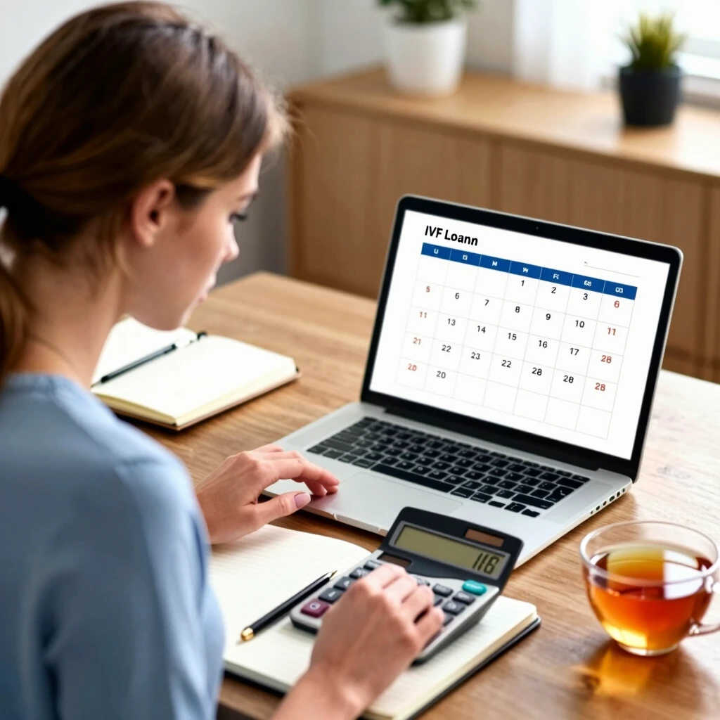 Woman planning IVF finances at home