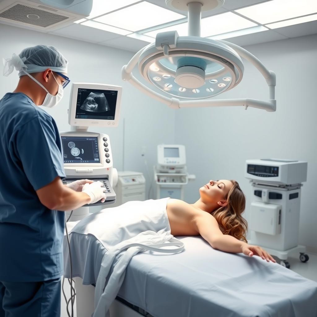 Egg retrieval procedure in a sterile operating room