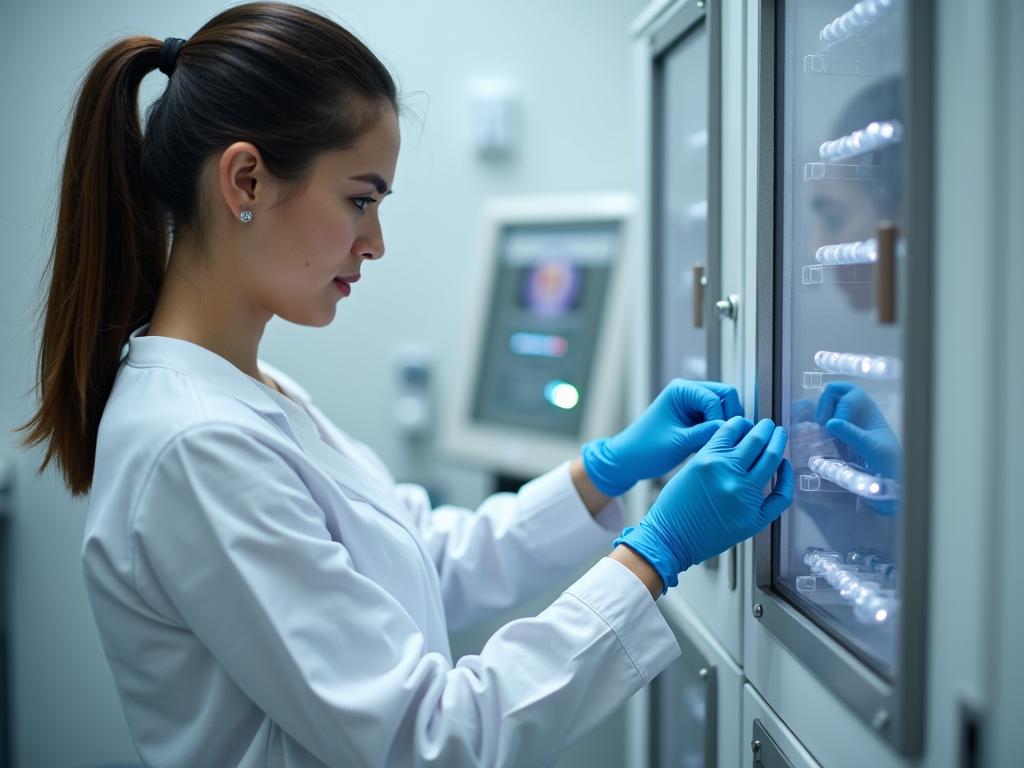 Medical professional performing fertility preservation procedure.