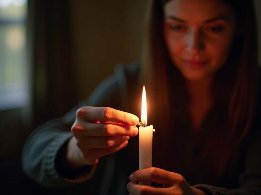 Person lighting candle for infertility journey