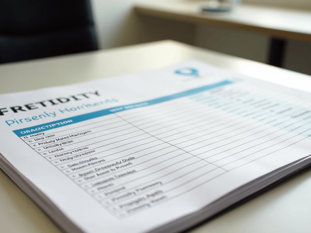 Table of fertility treatment options