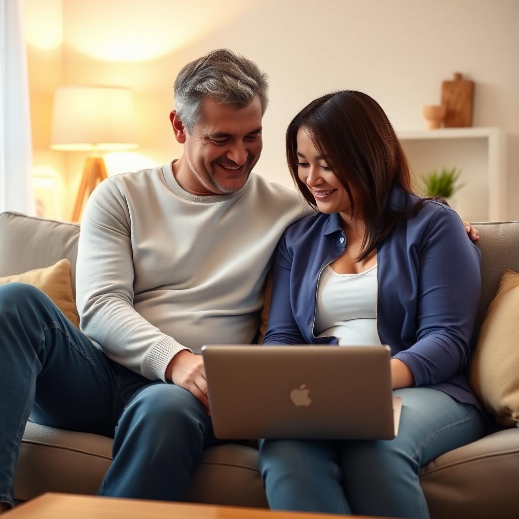Couple holding hands while exploring infertility support online