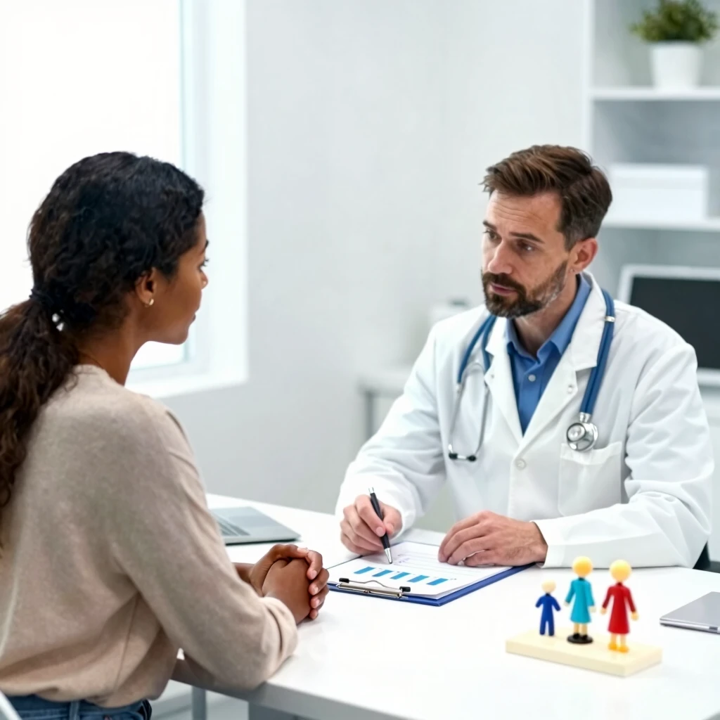 Couple consulting with a fertility specialist about treatments
