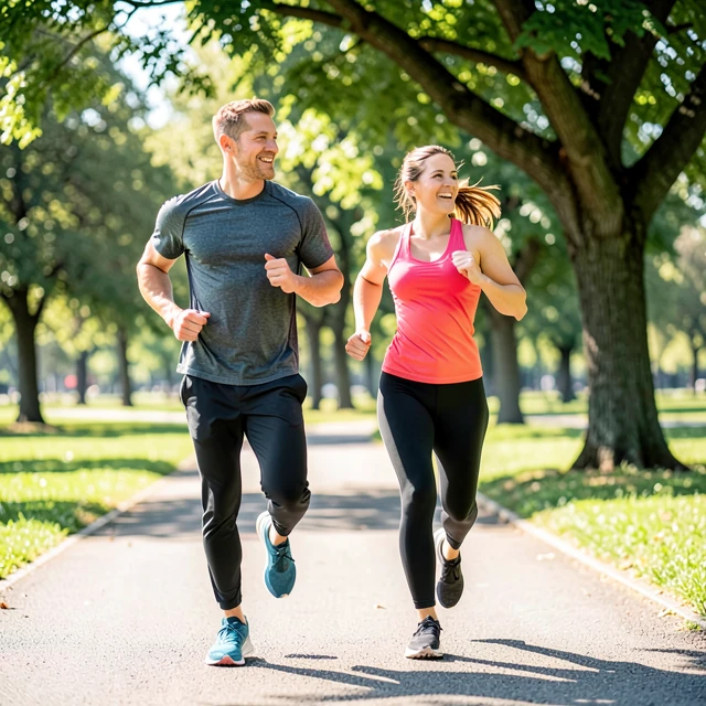 Couple exercising to boost fertility
