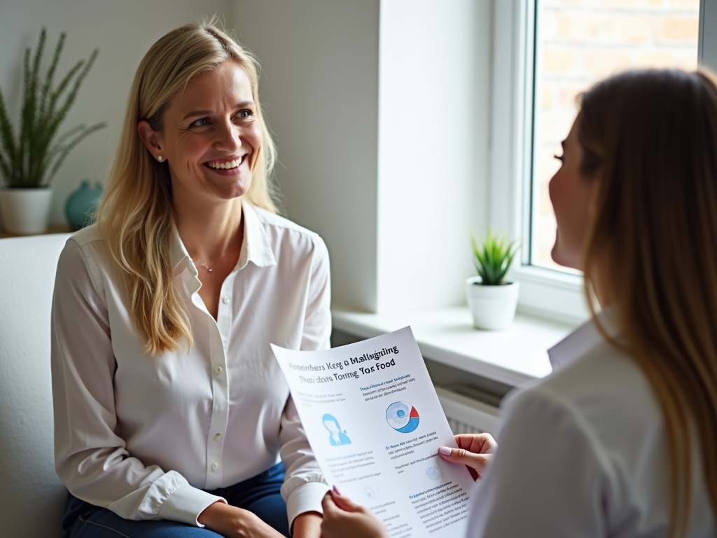 A woman discussing fertility options with a doctor.