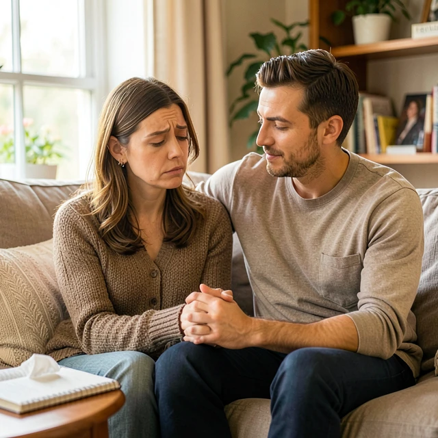 A couple supporting each other emotionally during the infertility journey