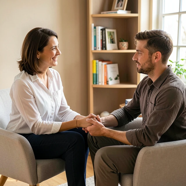 Couple receiving professional counseling support during infertility journey