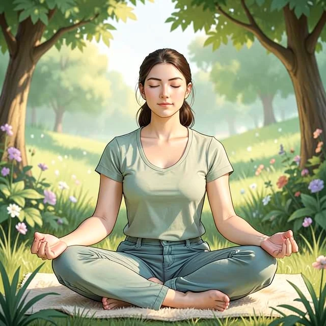 Woman meditating outdoors for emotional strength