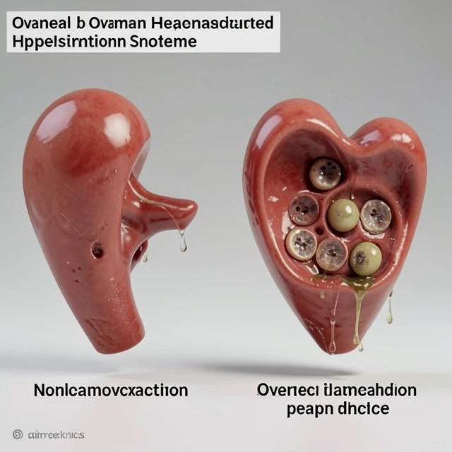 Comparison of normal ovary versus ovary enlarged by ovarian hyperstimulation syndrome