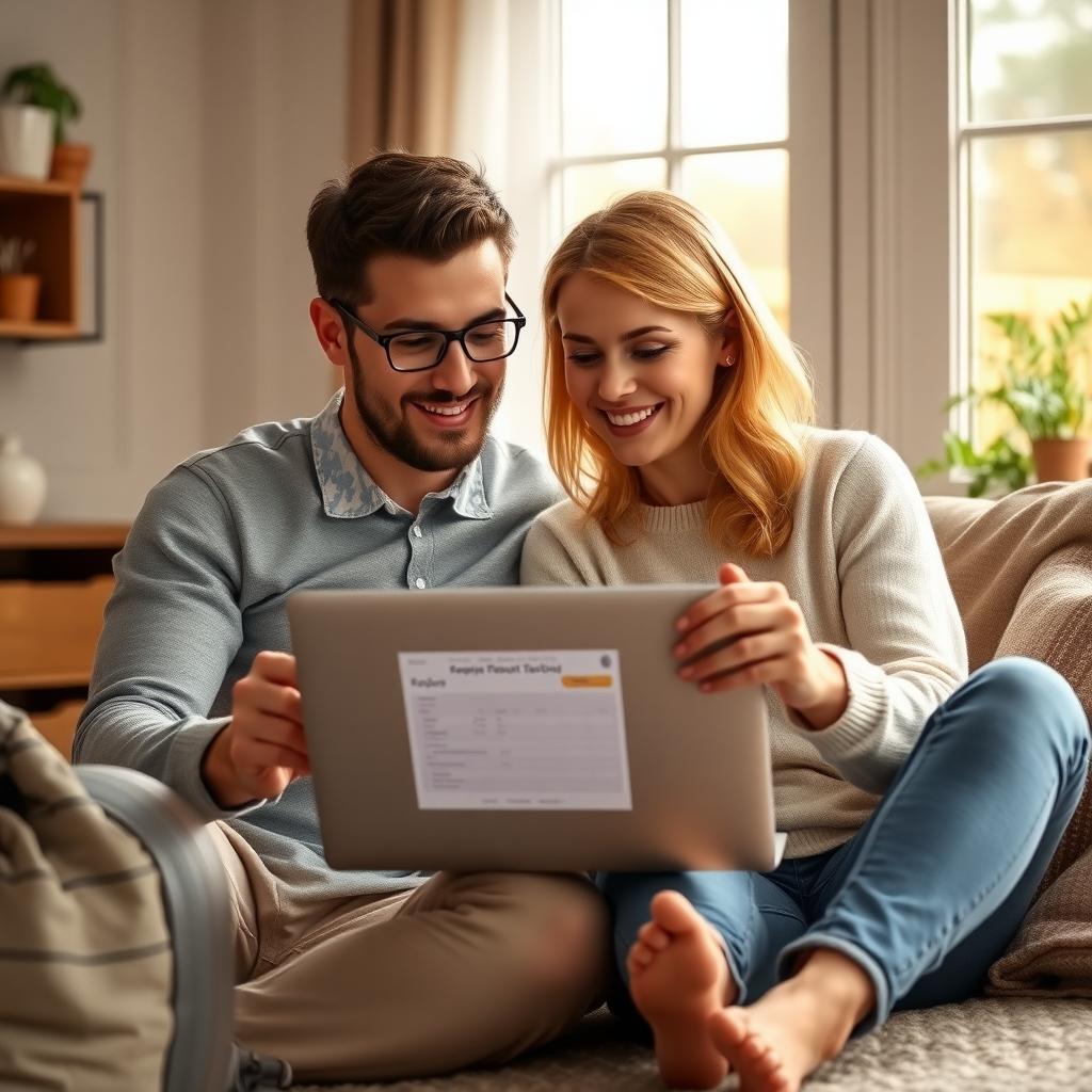 Couple reviewing genetic testing results together at home