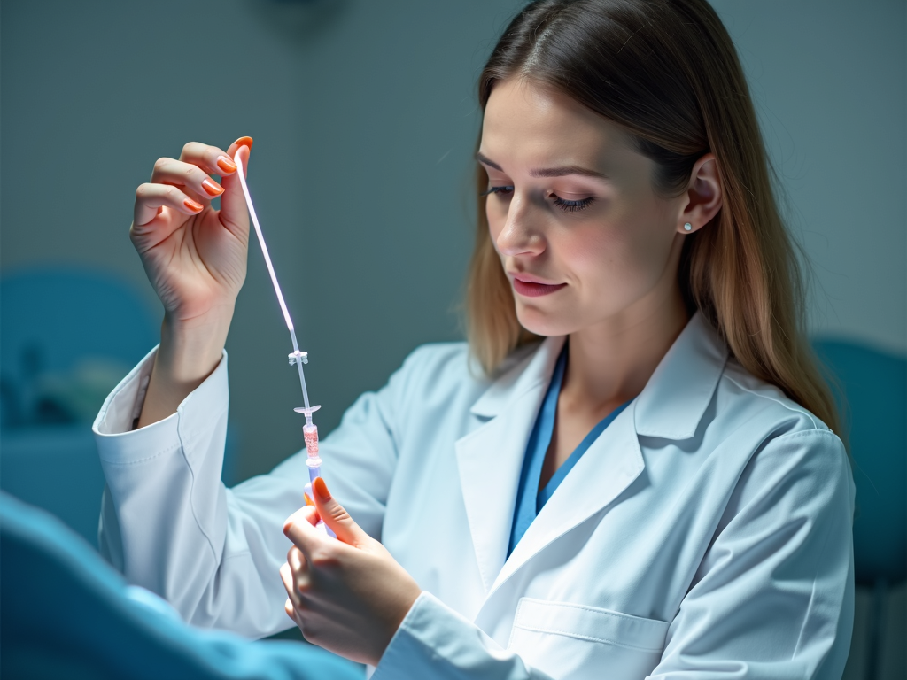 Fertility specialist performing embryo transfer